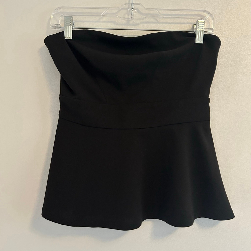 Black Strapless Peplum Top Size Small